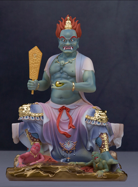 汉白玉寺庙佛堂彩绘面然大士佛像