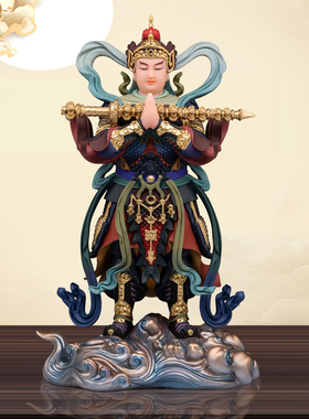 汉白玉彩绘韦陀菩萨佛像供奉摆件