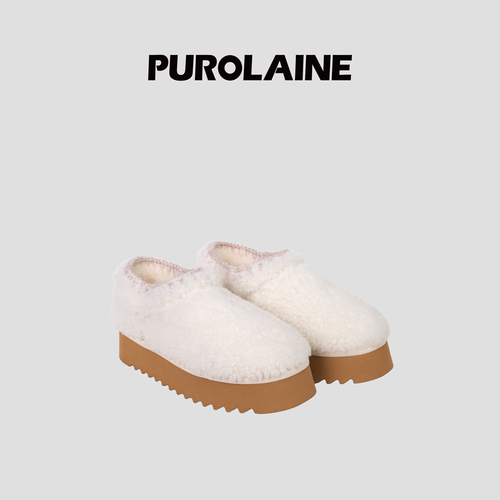 PUROLAINE 朴羚·爱尔兰进口手工羊皮毛一体小卷毛月亮厚底雪地靴