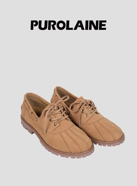 PUROLAINE 朴羚·Huntin经典百搭增高真皮乐福设计感猎鸭船鞋