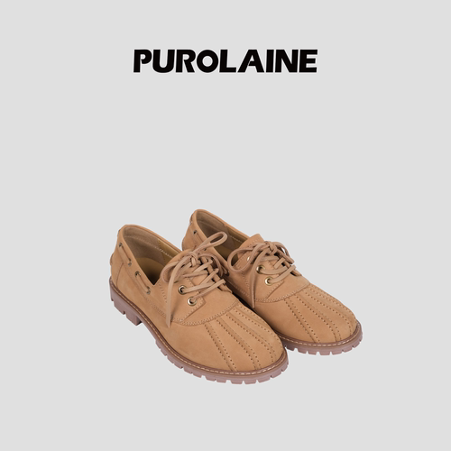 PUROLAINE 朴羚·Huntin经典百搭增高真皮乐福设计感猎鸭船鞋