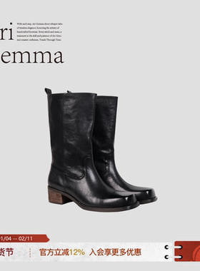 Ari Gemma｜Keys·经典增高西班牙进口植鞣牛皮骑士直筒中长靴