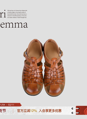 Ari Gemma｜提琴手·手工质感经典复古高级感编织镂空罗马凉鞋