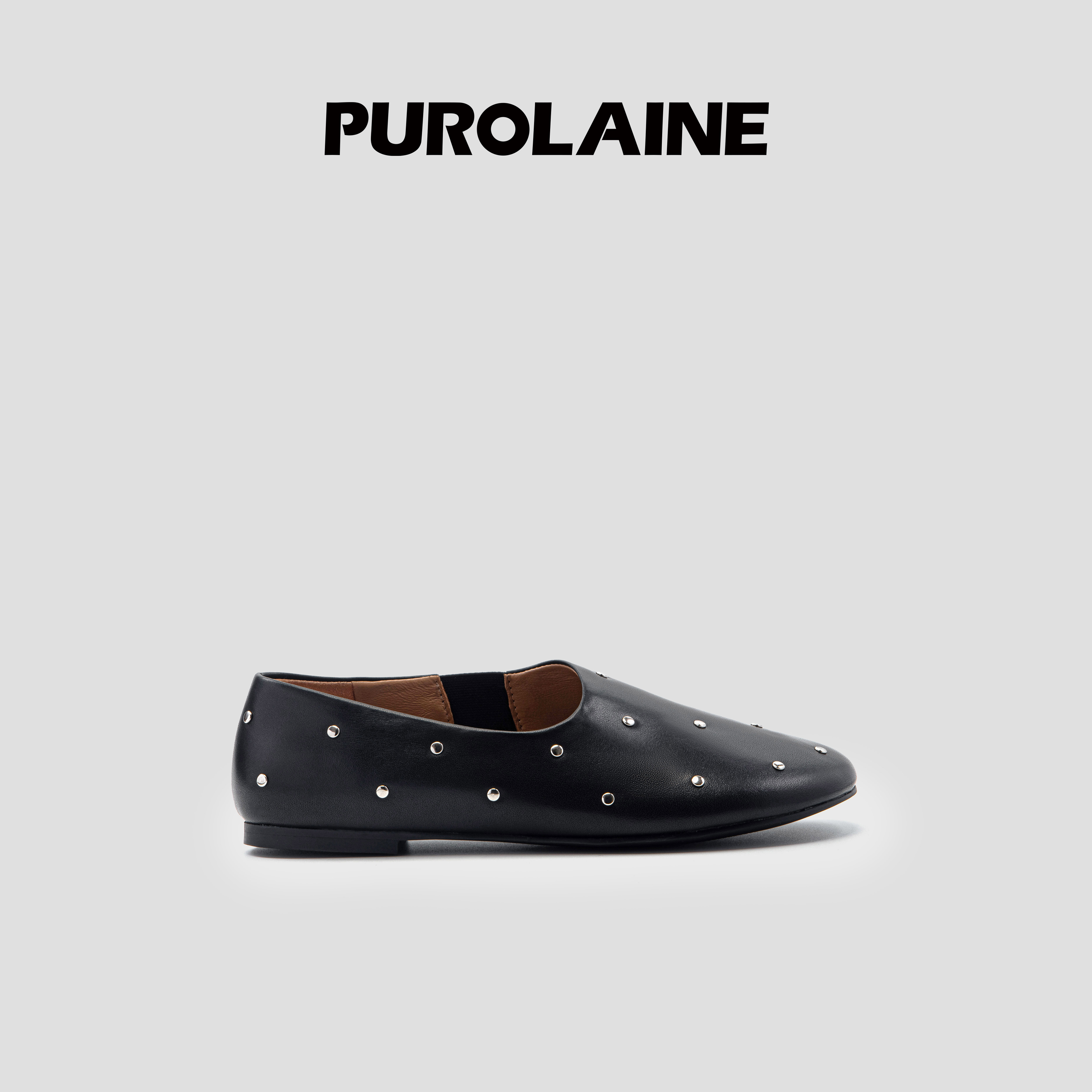 朴羚平底手工铆钉简约女乐福鞋