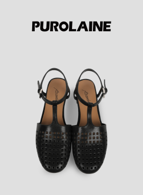 PUROLAINE 朴羚·「Efes」Rome系列时尚女真皮手工镂空罗马凉鞋