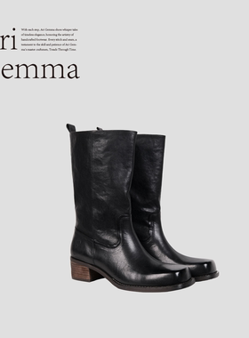 Ari Gemma｜Keys·经典增高西班牙进口植鞣牛皮骑士直筒中长靴