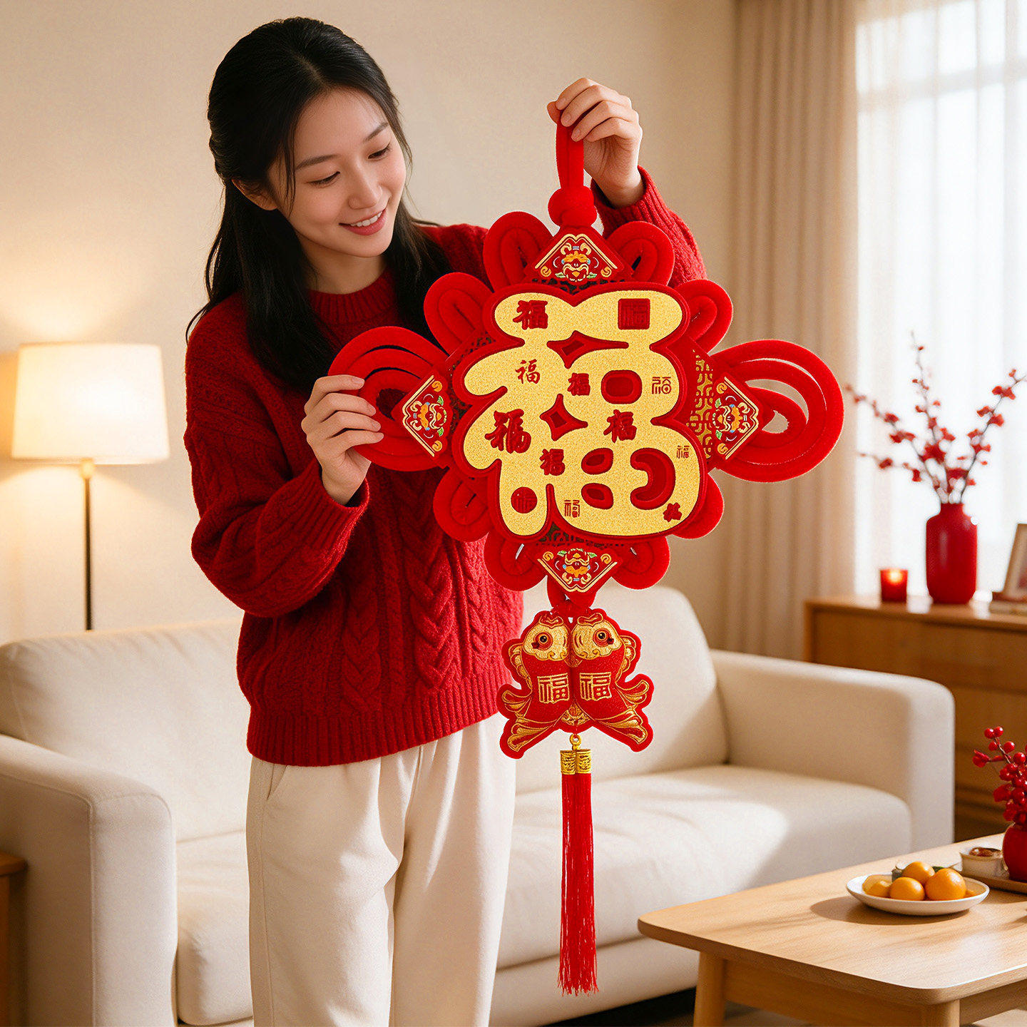 新年中国结挂件2027新款大号高档客厅吉祥福字挂饰入户门玄关装饰