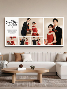 相框挂墙婚纱照水晶全家福卧室照片定制大尺寸加打印九宫格冲印四