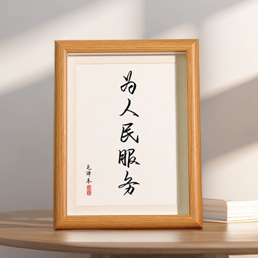 为人民服务励志座右铭装饰摆件客厅装饰画办公室书房桌面书法摆台