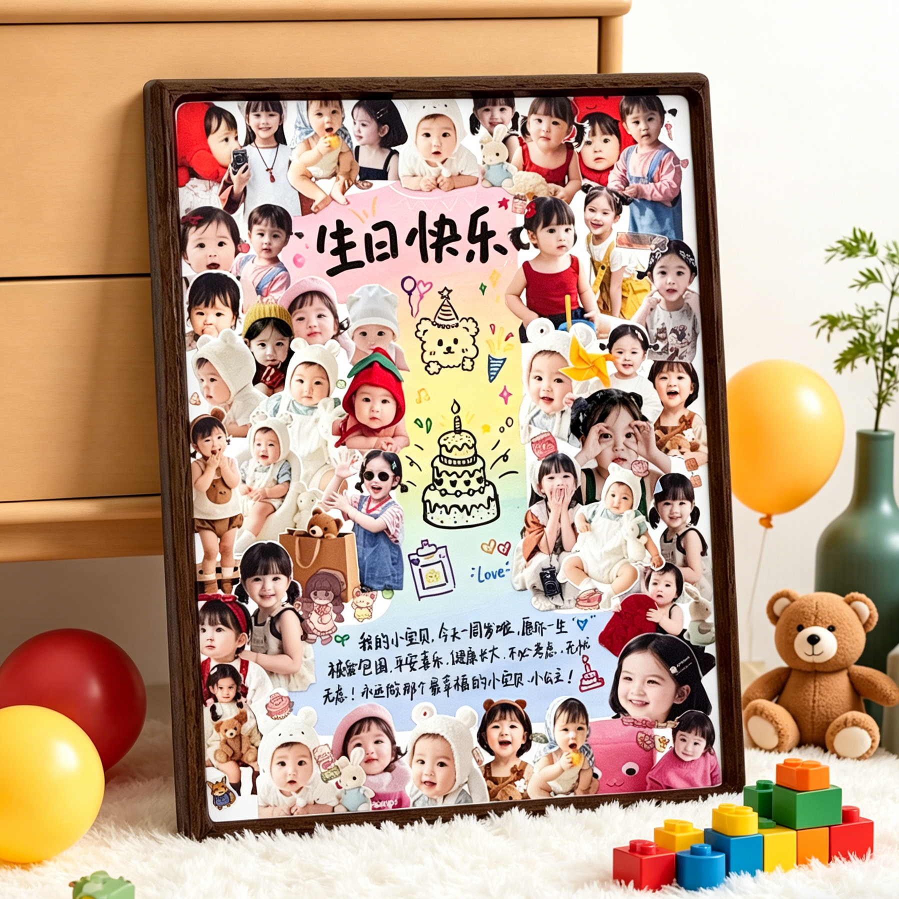 宝宝周岁照片相框定制数字摆台周岁礼布置装饰生日礼物成长记录