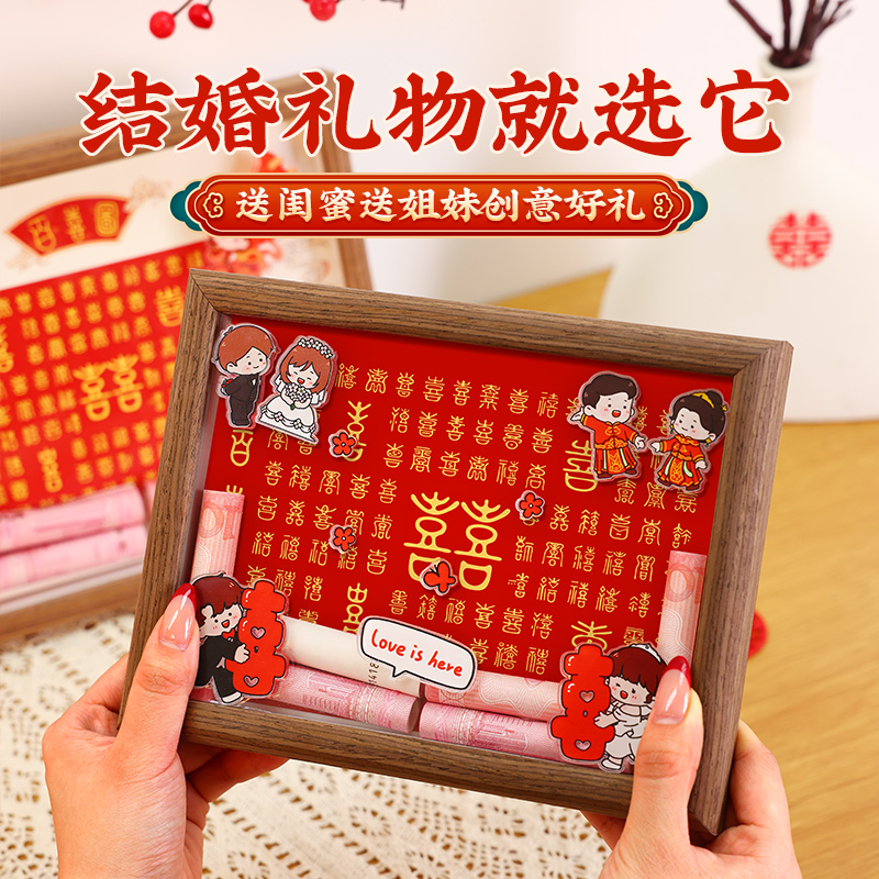 结婚送新人礼物人民币相框摆台