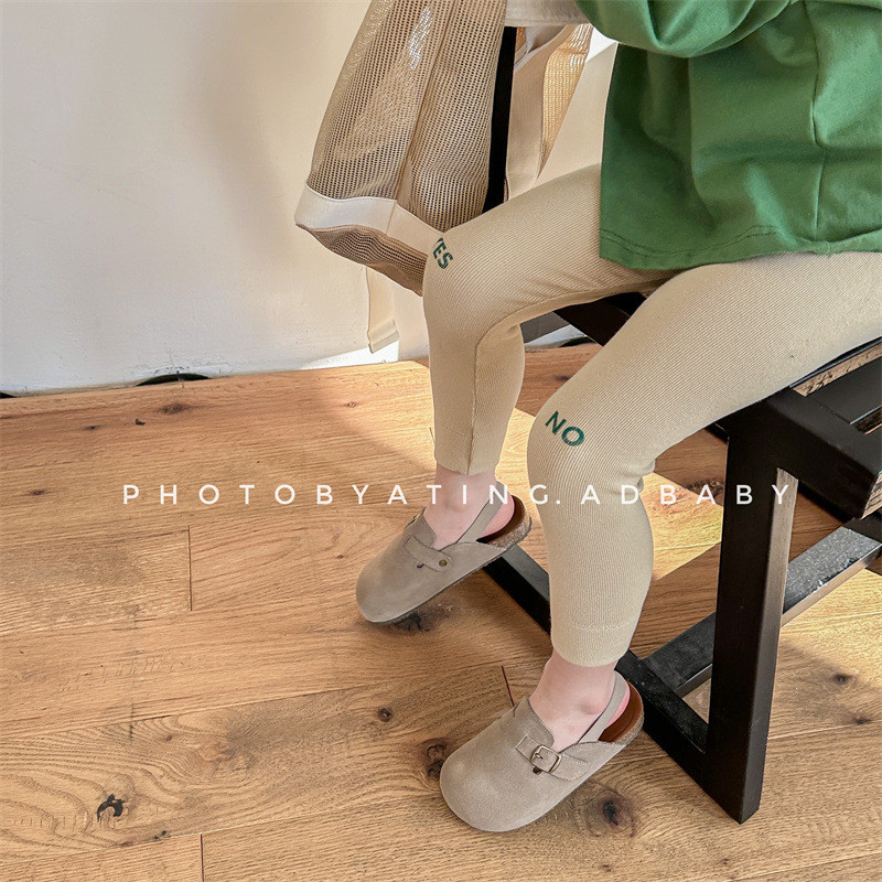 儿童字母印花打底裤春秋款韩版男女童坑条弹力裤宝宝紧身裤长裤潮