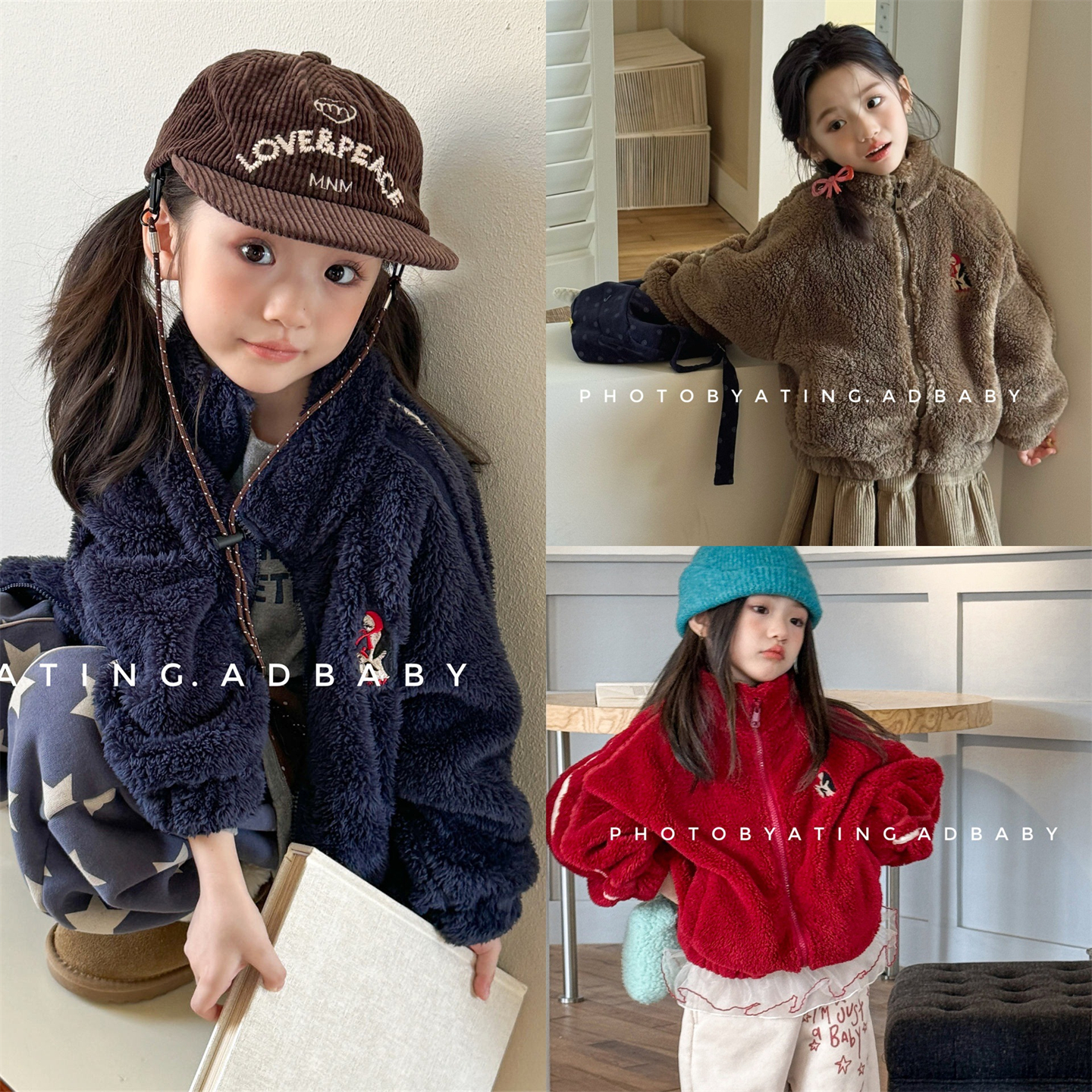 儿童双面绒棉衣棉服韩版冬装男女童加绒保暖外套宝宝时尚白塔棉袄
