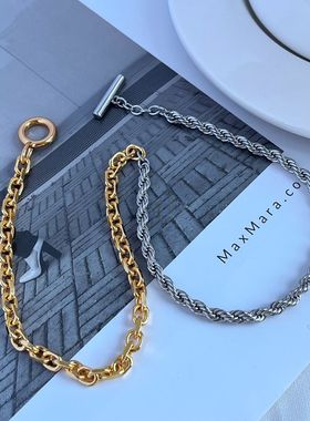 金属拼接链男女通用双色项链