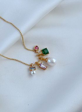 锆石金属女式多坠项链