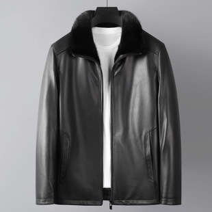 今年流行特惠皮衣真皮男山羊皮外套水貂内胆中老年皮夹克真皮男装