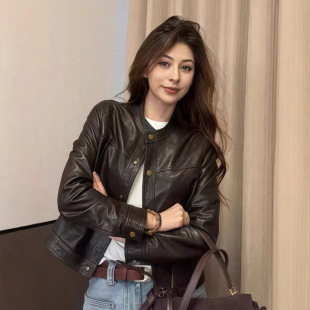 绵羊皮机车服修身 今年流行特惠真皮皮衣外套女2025春秋新款 韩版