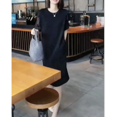 今年流行特惠22676大爱美依缘2025夏季新款韩版木耳边黑色连衣裙