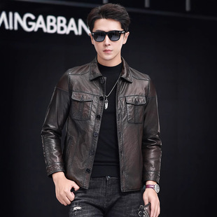 真皮皮衣外套修身 今年流行特惠2025油蜡头层小牛皮机车经典 短款