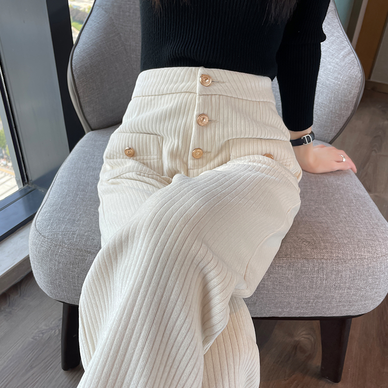 雪尼尔阔腿裤女秋冬新款高腰