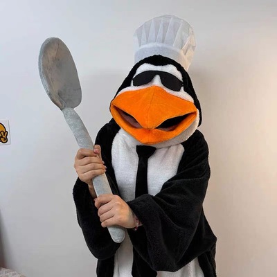 马达加斯恶俗高雅人士企鹅睡衣冬加厚抽象周边连体家居cos表演服