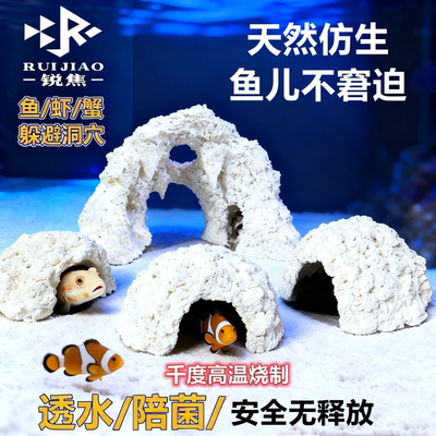 海缸虾虎窝鱼躲避巢穴海缸培菌鱼吊类陶瓷寄居蟹岩石免爆藻珊瑚