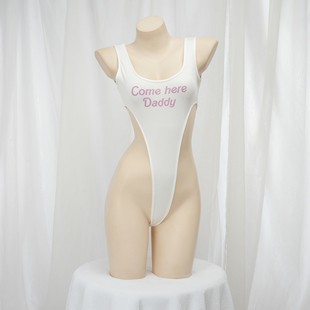 Daddy控高叉泳衣 二次元印花连体衣性感内衣私房睡衣家居服