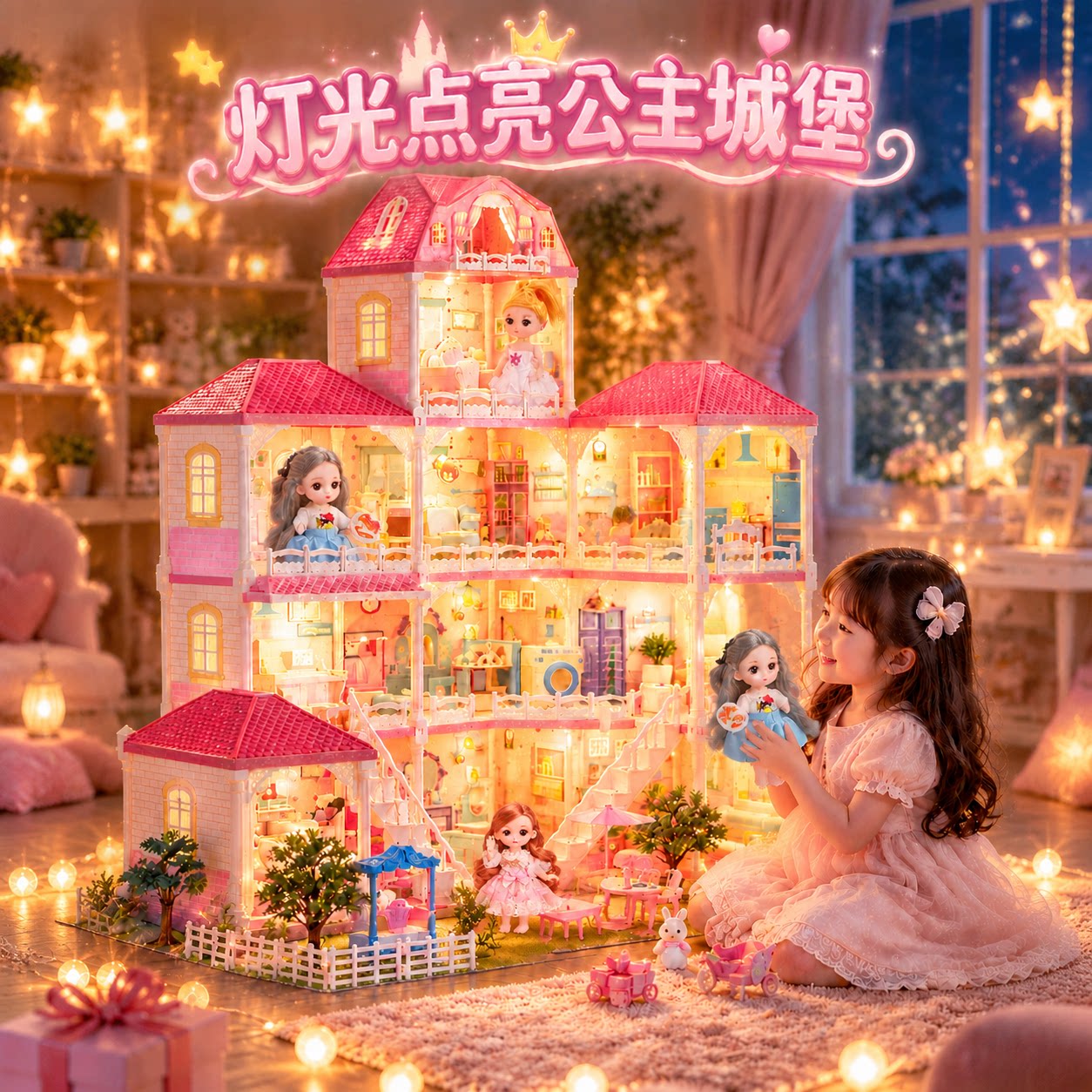 2026 爆款公主城堡别墅儿童过家家玩具女孩娃娃屋 3-6 岁女童礼物