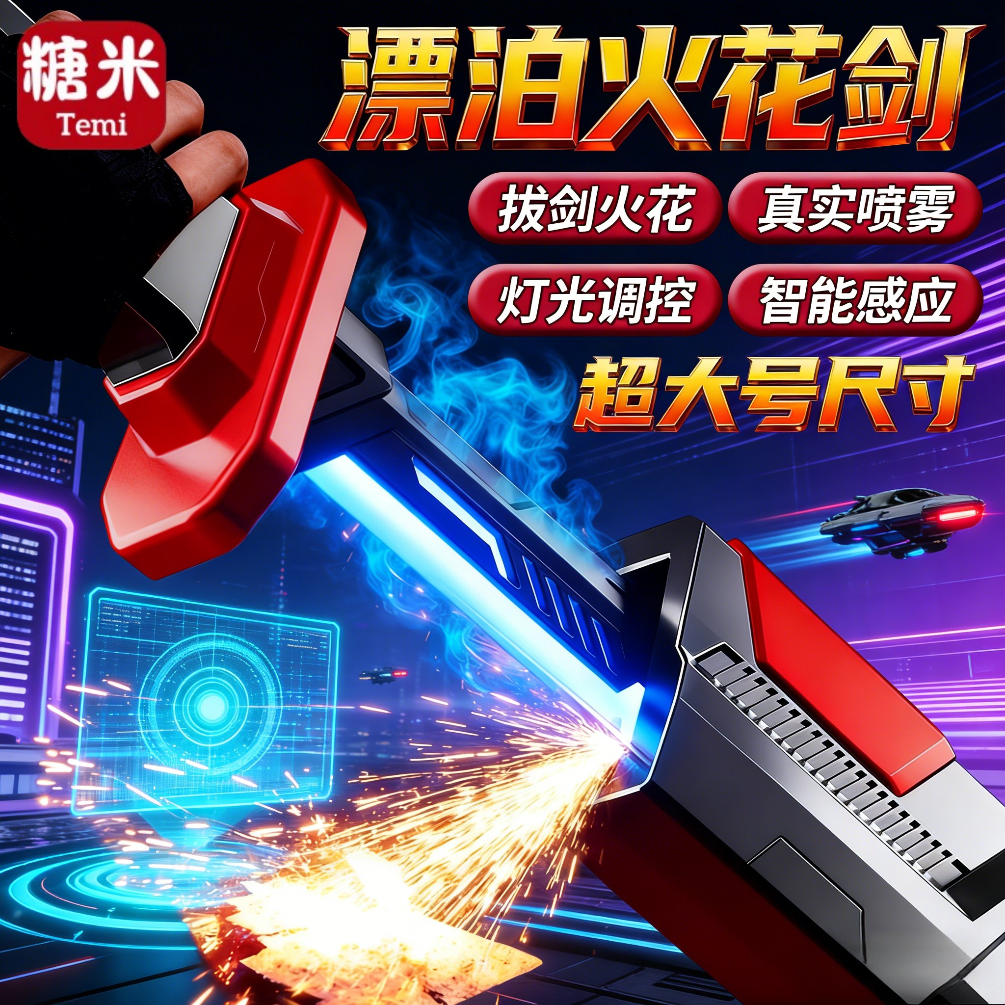 2025爆款儿童星际火花光剑玩具发光激光宝剑男孩男童生日礼物光刀