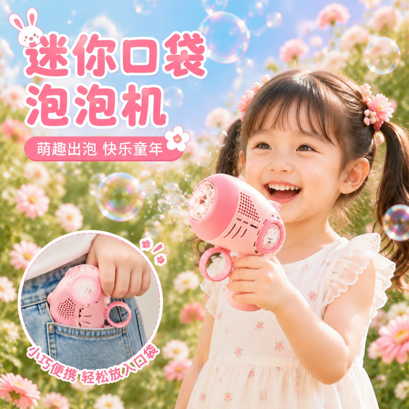 迷你口袋吹泡泡机婴幼儿童无毒手持全自动充电动泡泡枪玩具男女孩