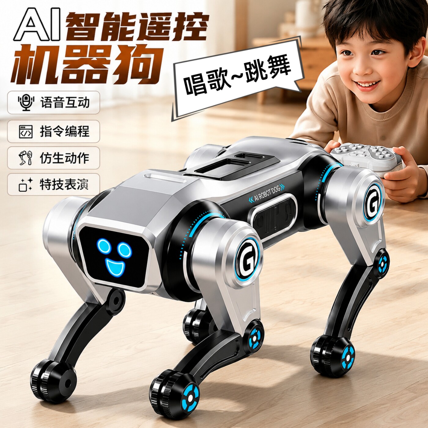 2026新款遥控智能机器狗ai人工男孩玩具儿童电动机械狗生日礼物