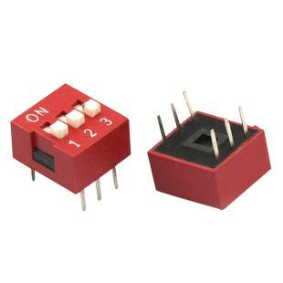 拨码开关/直插平拨/2.54MM间距/3位/3P(红色-镀金) (5个)