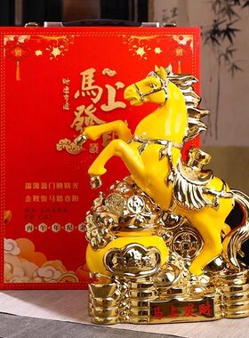 十二生肖马陶瓷五斤装陶瓷酒瓶镀金生肖马带礼盒马上发财空酒具