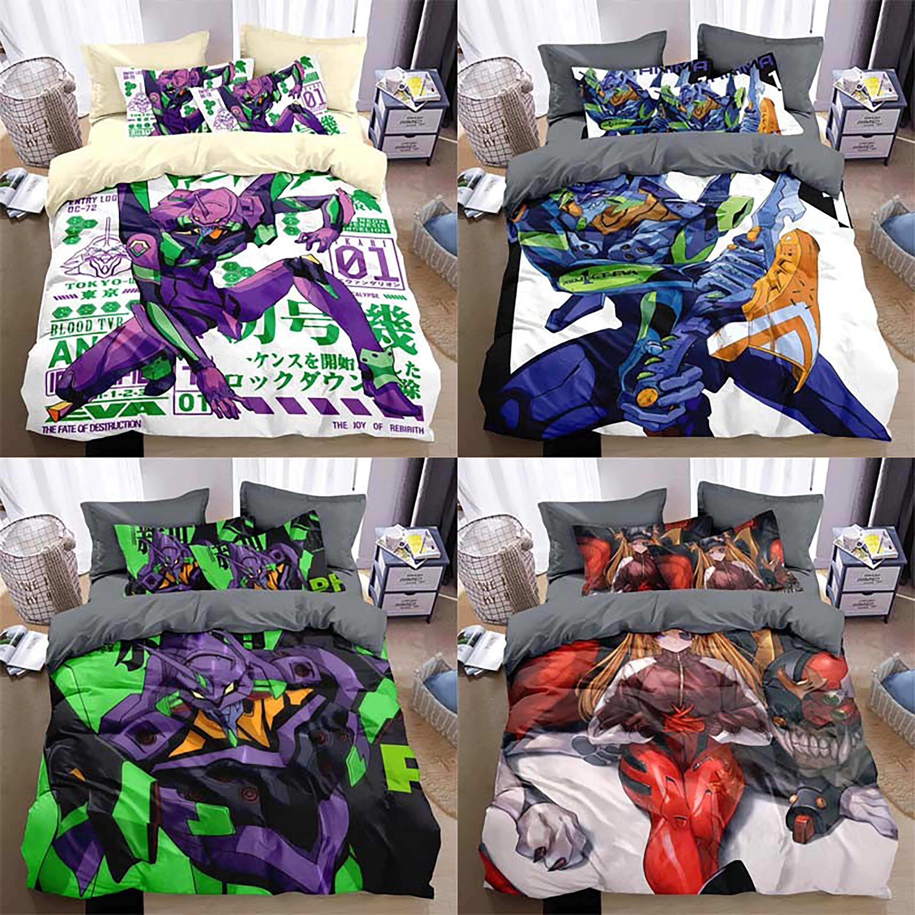新世纪福音战士EVA被套纯棉四件套全棉儿童学生宿舍床上用三件套