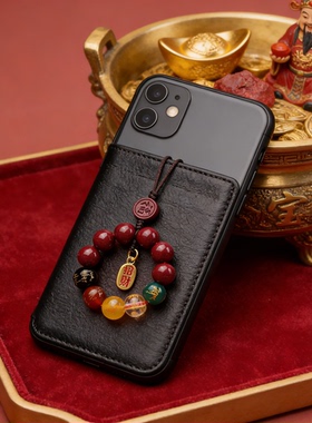 女士聚财手机挂绳朱砂五台招财五路财神钥匙扣手机链挂绳手机壳吊