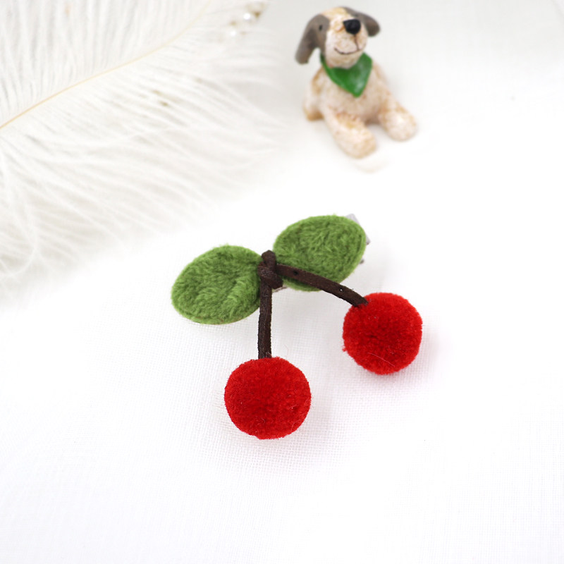 儿童发饰可爱女童头饰红色樱桃公主婴儿发夹宝宝发卡发量少汗毛夹