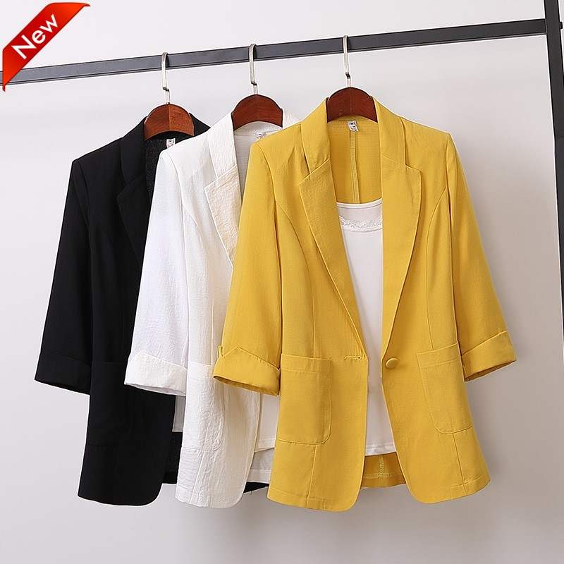 Korean medium length large size suit jacket Korean loose casual fashion small suit women's autumn wear
