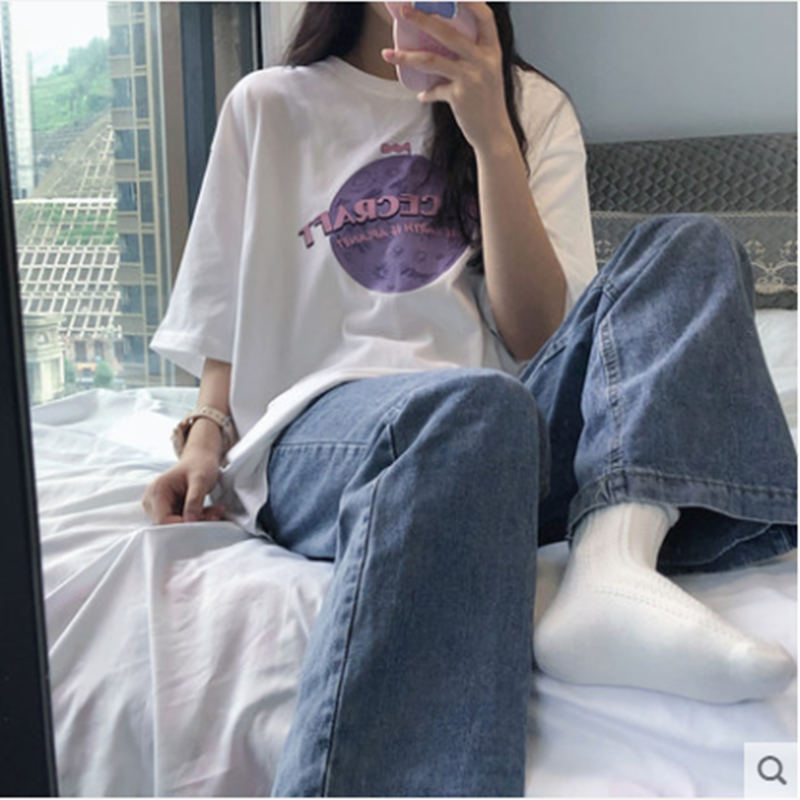 Pure summer new short sleeve T-shirt women's fashion Korean version loose super hot wind harbor style top