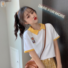 Early spring new net Hong Kong Style Short Sleeve T-Shirt women's loose top