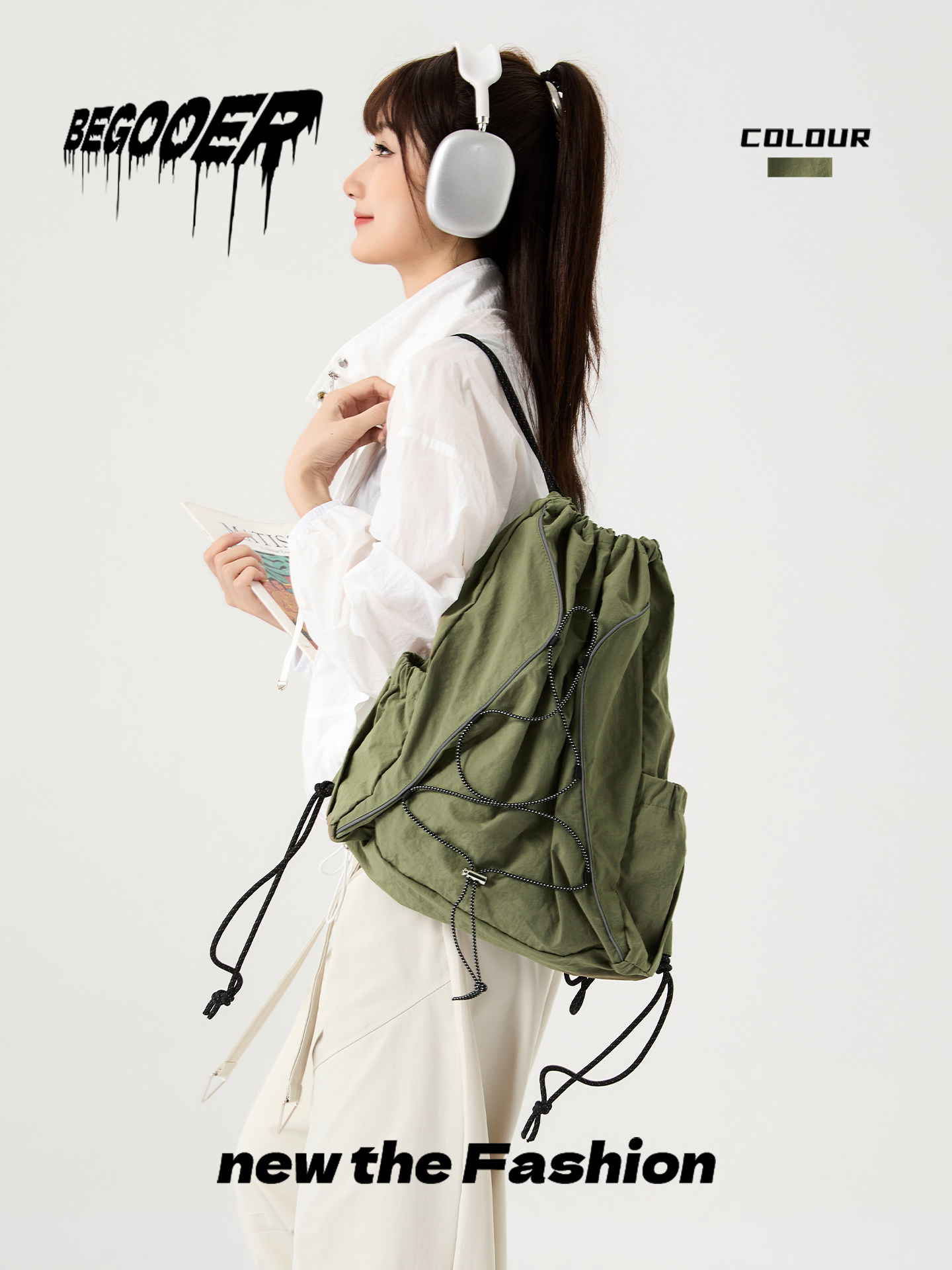 BEGOOER Outdoor Lightweight Drawstring Backpack for Women, New Travel Minimalist Cinch Bag, Sport Casual Backpack - Thumbnail 4