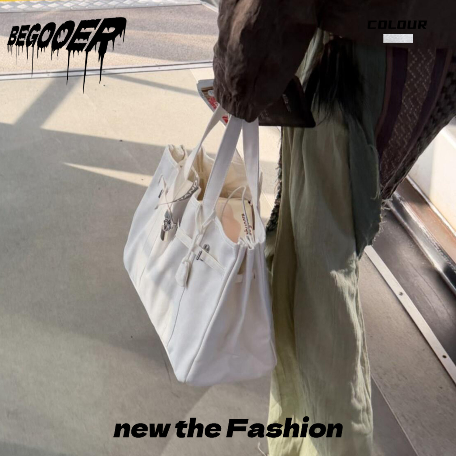 BEGOOER European and American Fashion Large Capacity Shopping Bag, Commuter Laptop Handbag, Stylish Spliced Tote Bag for Women - Thumbnail 4