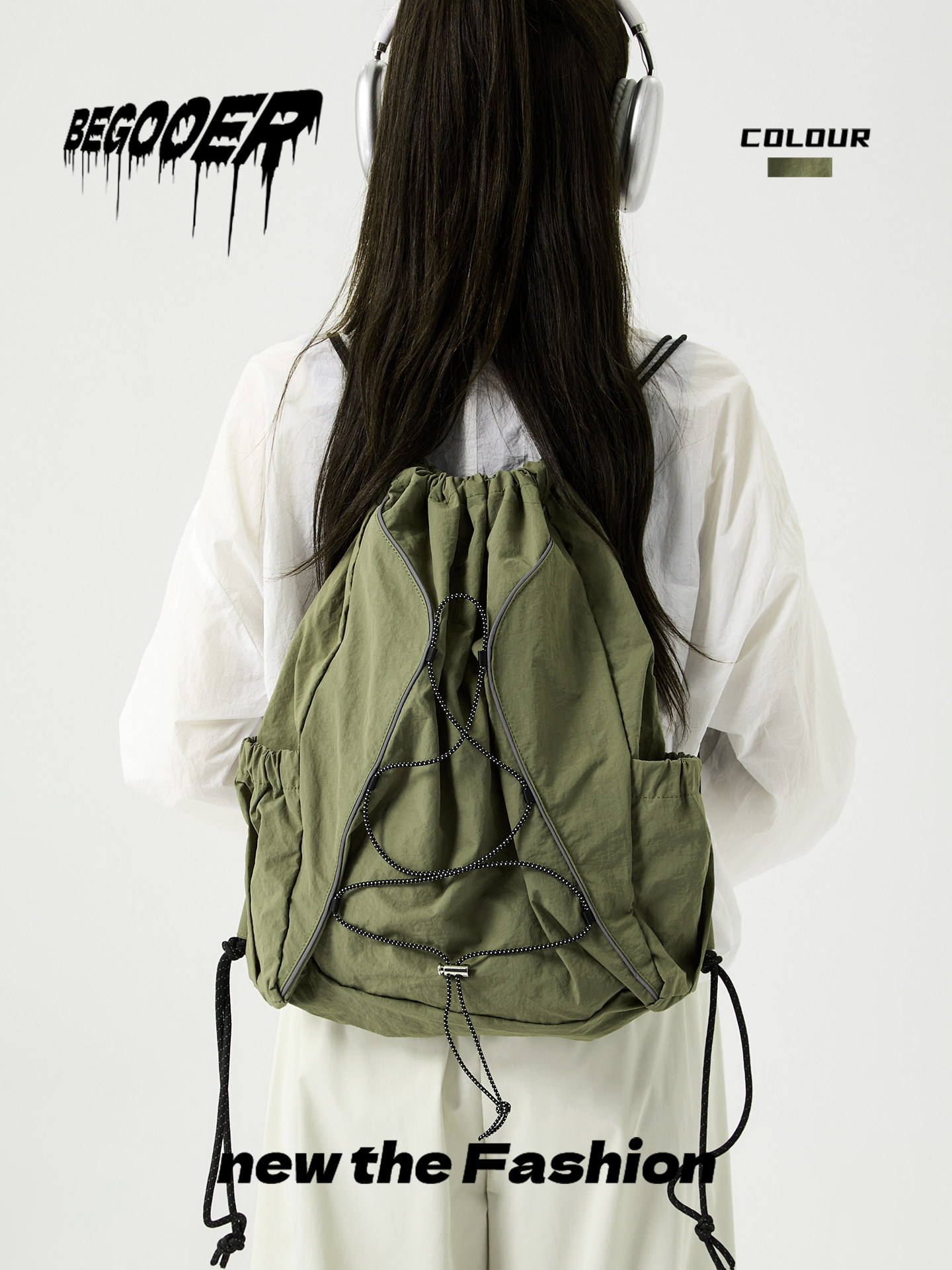 BEGOOER Outdoor Lightweight Drawstring Backpack for Women, New Travel Minimalist Cinch Bag, Sport Casual Backpack - Thumbnail 2
