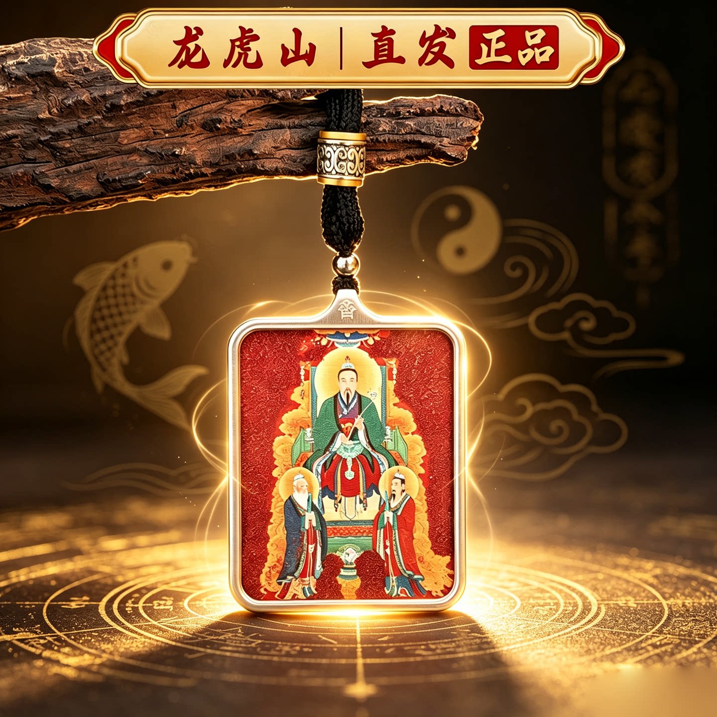 龙虎山正品朱砂钛钢唐卡吊坠