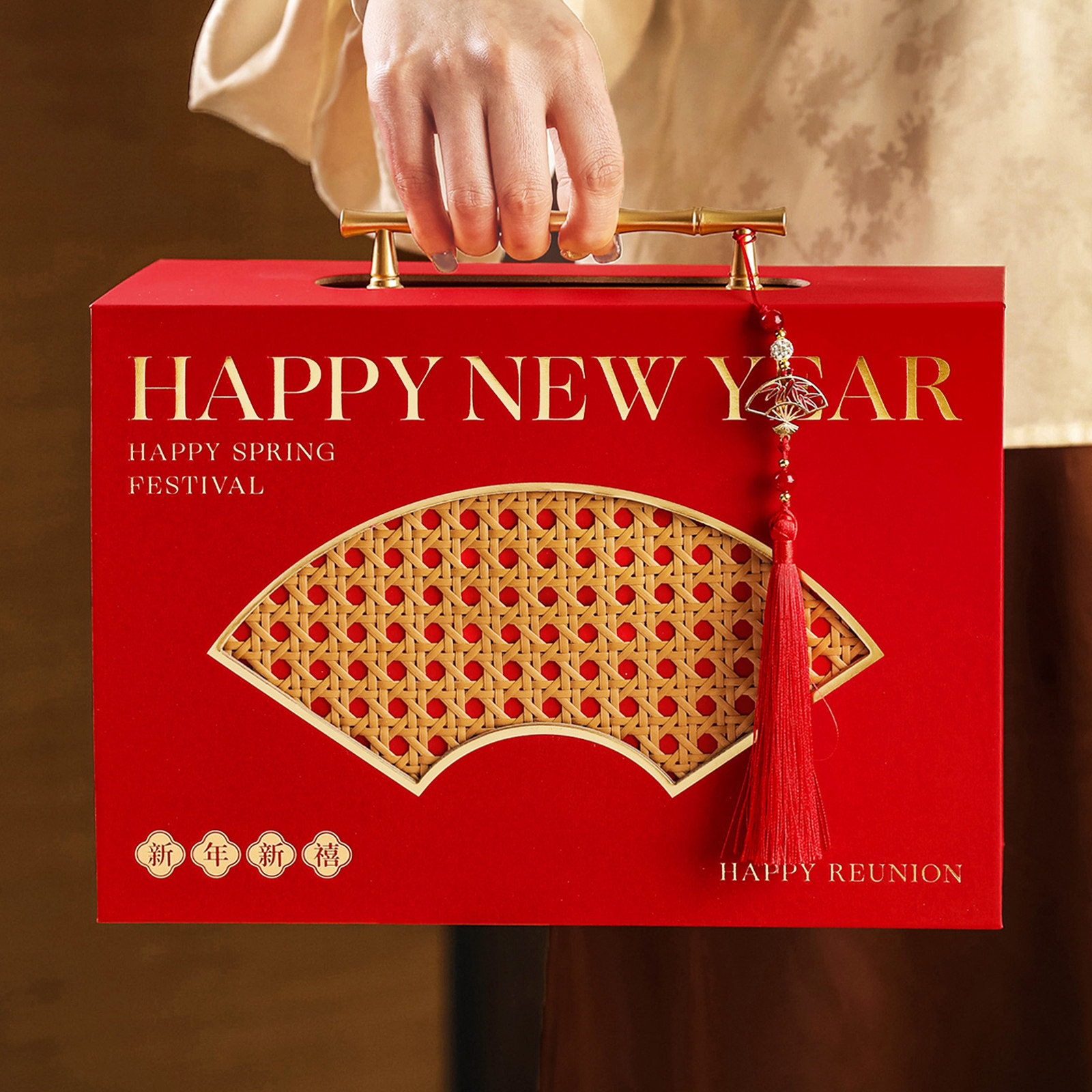 红色中式马年新年礼盒包装盒烘焙高级手提年货饼干糖果礼品盒空盒,包装,年货礼品包装,淘宝优惠券,粉丝福利购,淘宝优惠卷