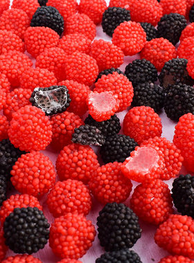 乐潮树莓味软糖橡皮糖红黑色颜值高甜蜜个性儿童糖果散装蛋糕装饰