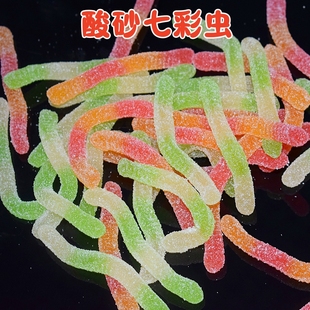 酸砂七彩虫软糖酸沙糖果水果糖果网红爆款酸条软糖棒棒糖喜糖酸砂