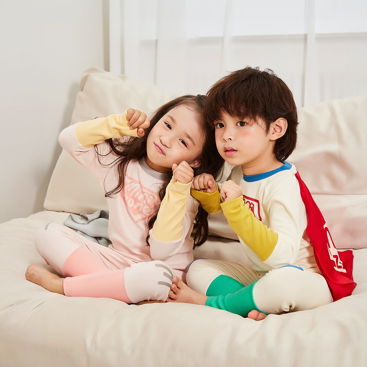 【HAR设计师联名款】minizone儿童拼接家居服男女童斗篷睡衣套装