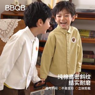 minizone儿童衬衫秋装男童翻领长袖纯棉女童上衣polo衬衫童装衣服