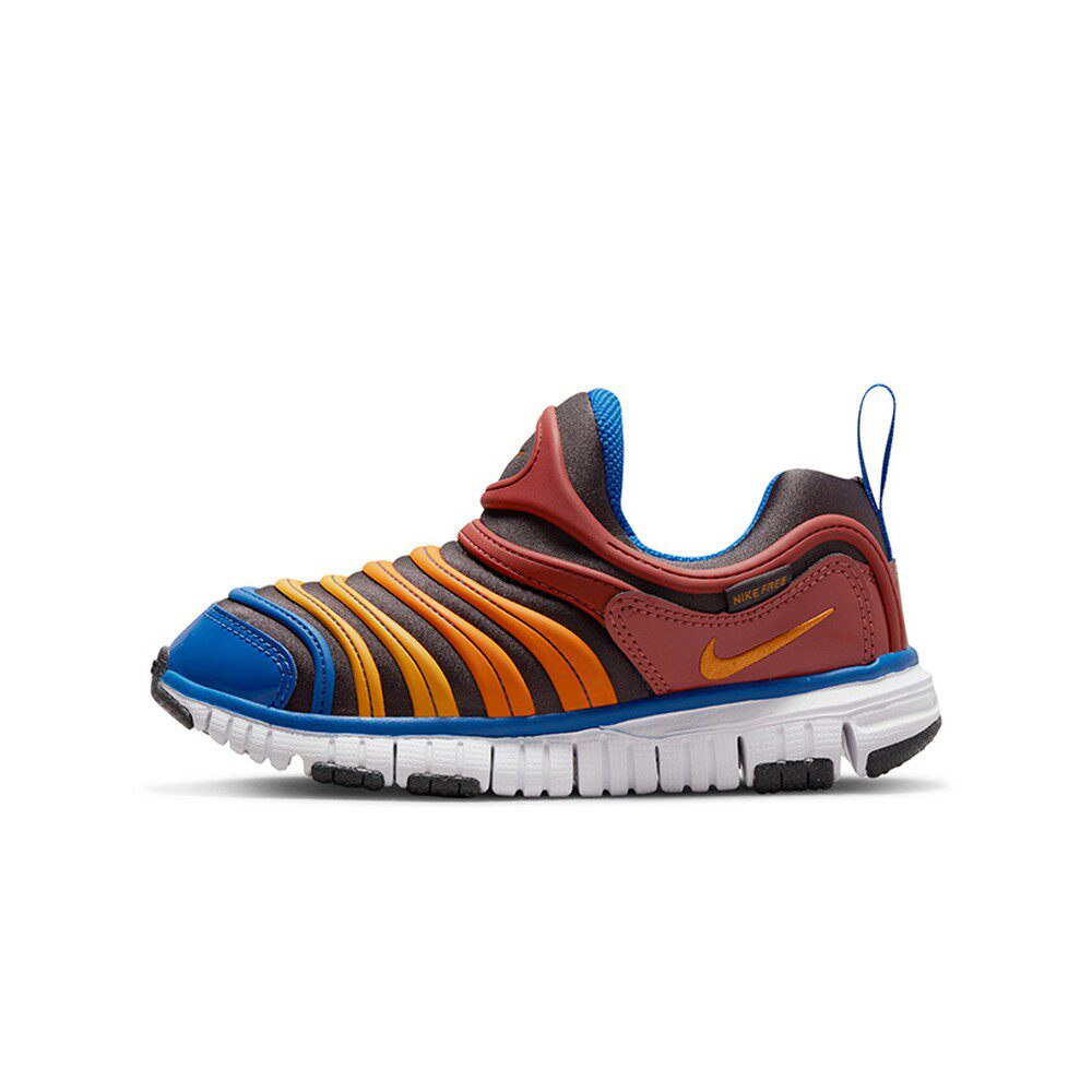 Nike Dynamo Free 毛毛虫 低帮 儿童跑步鞋 蓝黄色 中小童