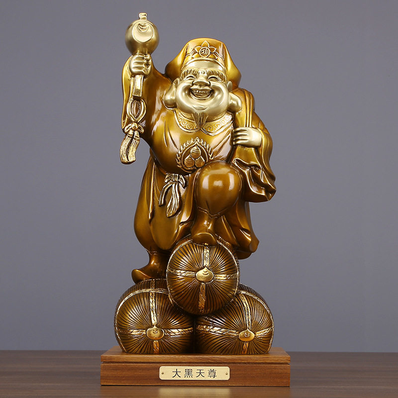 纯铜大黑天财神佛像摆件日本财神举锤财神家居客厅办公桌工艺礼品
